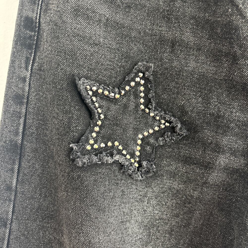Riley & James Black Wide Leg Jeans Studded Star Distressed Size Small - Picture 7 of 7